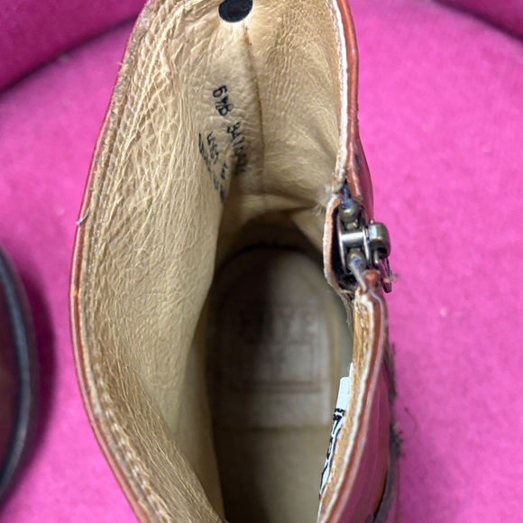 Frye Tan Brown Leather Harness Ankle Boots - Picture 7 of 10